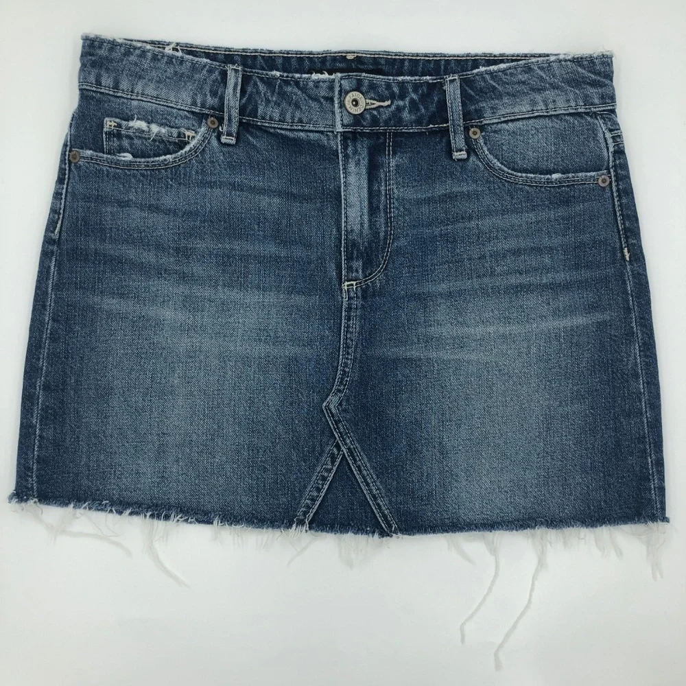 Paige Alethea Raw Hem Mini Denim Skirt